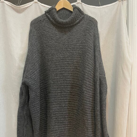 Grey Loose-Knit Soft Long Sweater - Picture 1 of 3